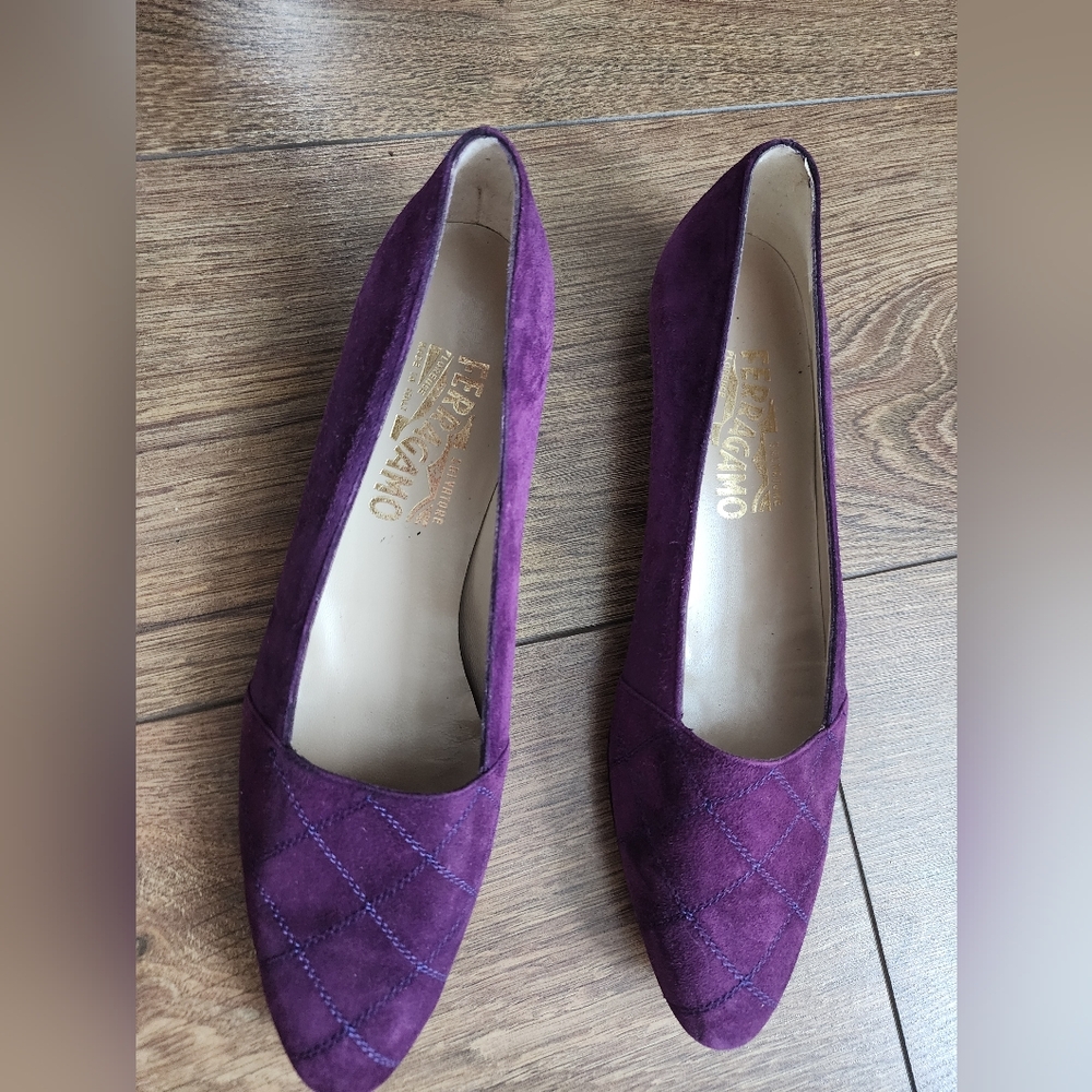Salvatore Ferragamo Purple Suede Women's Flats 8